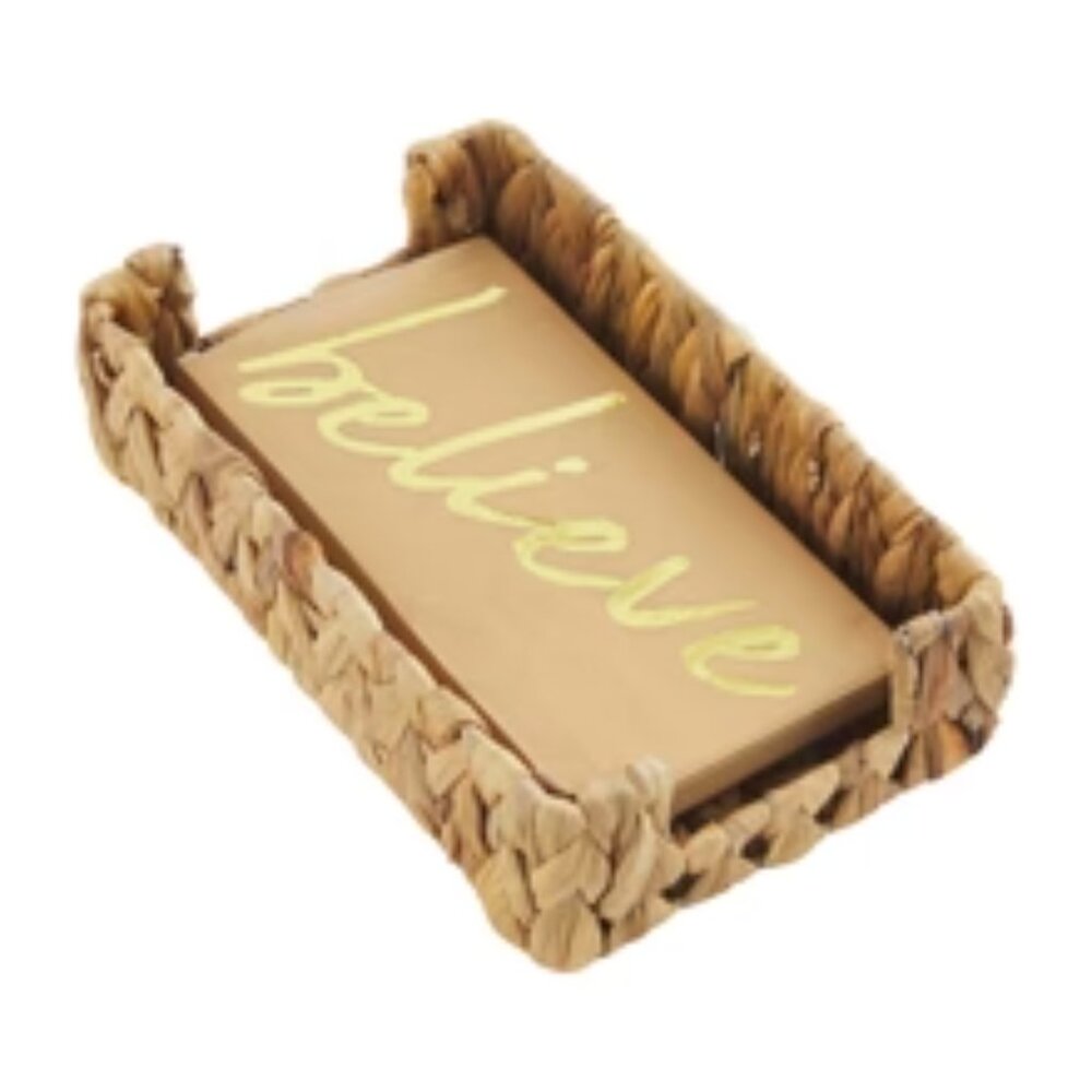 Mud Pie Believe Gold Guest Towel Basket Set/New In Package/NWT